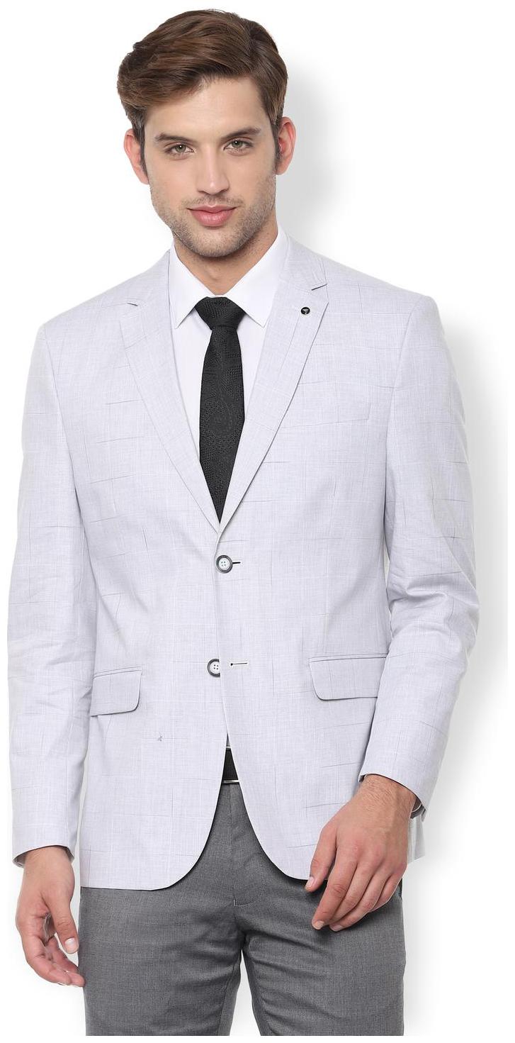 

Van Heusen Men Grey Checked Slim fit Single Breasted Blazer