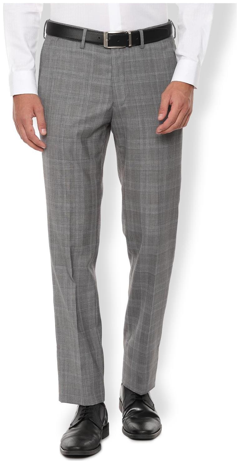 

Van Heusen Men Checked Slim Fit Formal Trouser - Grey