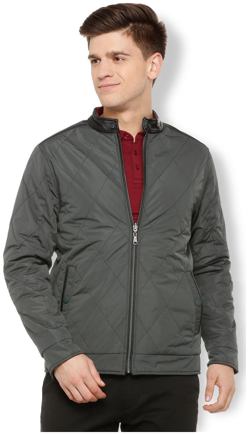 

Van Heusen Men Grey Solid Bomber jacket