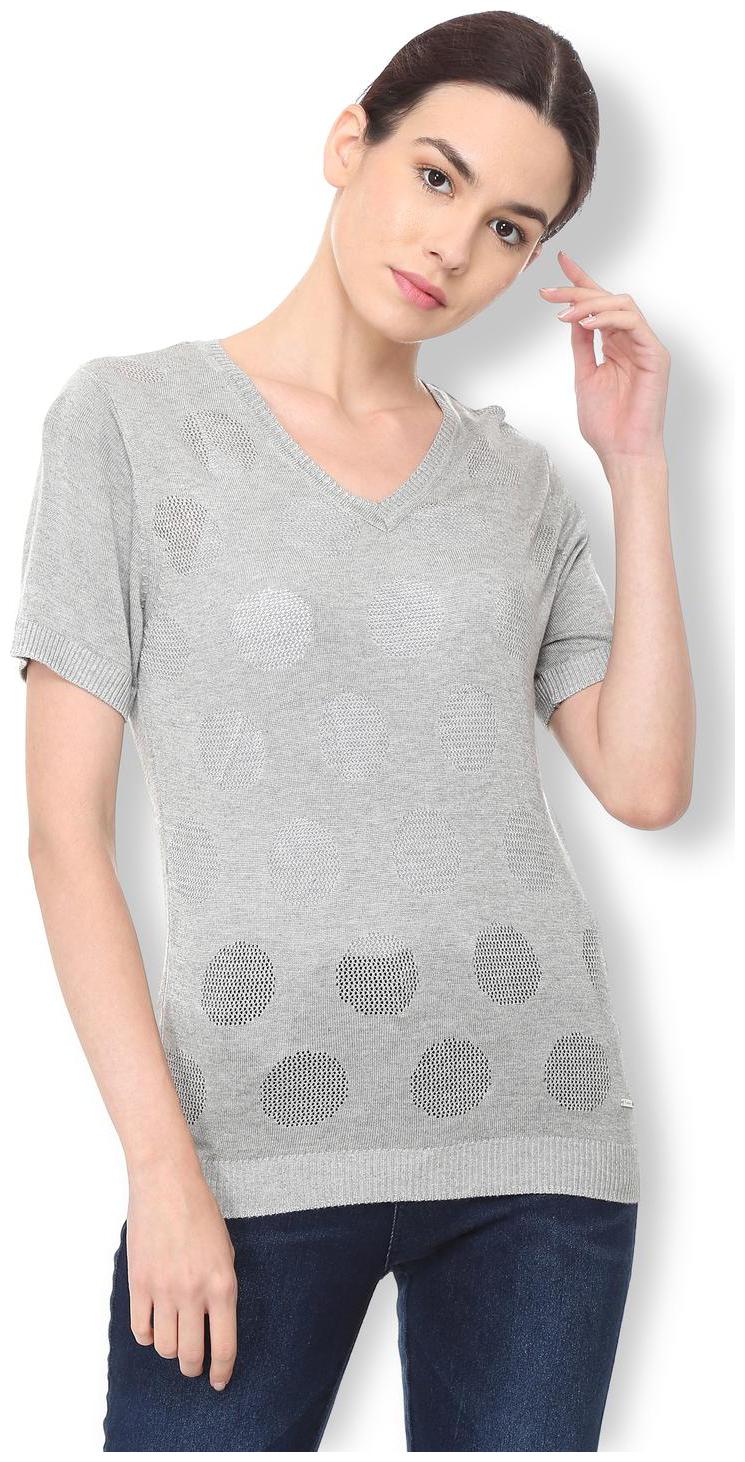 

Van Heusen Women Self design Regular top - Grey