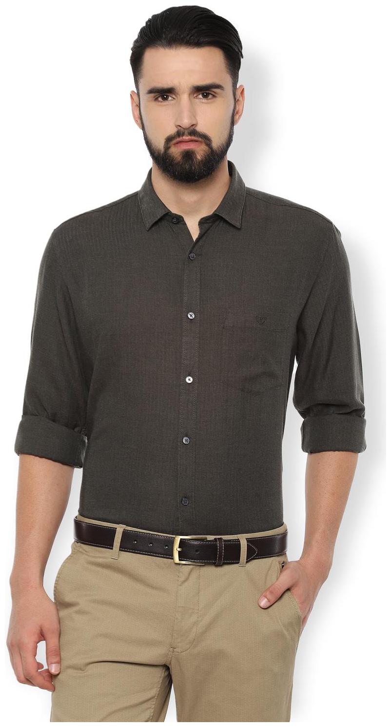 

Van Heusen Men Grey Weaved Slim Fit Casual Shirt