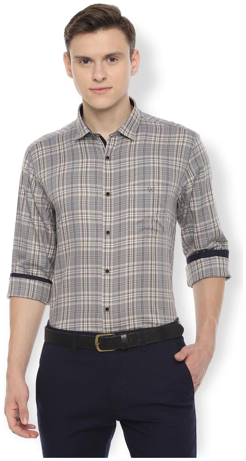 

Van Heusen Men Grey Checked Slim Fit Casual Shirt