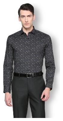 

Van Heusen Men Black Printed Slim Fit Casual Shirt