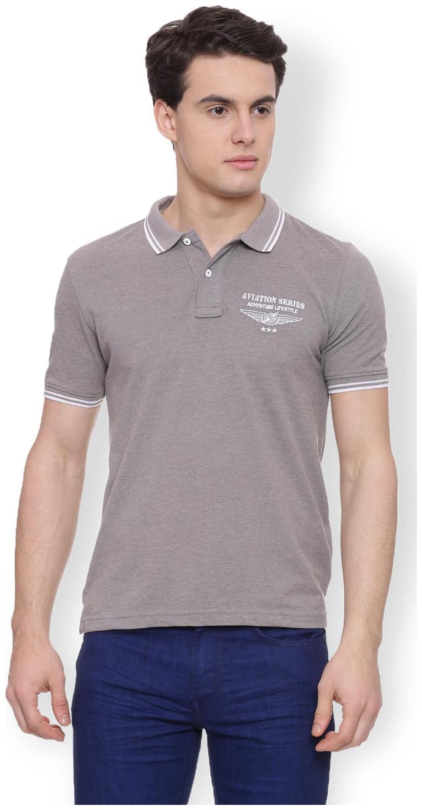 

Van Heusen Men Grey Slim fit Cotton Polo collar T-Shirt - Pack Of 1