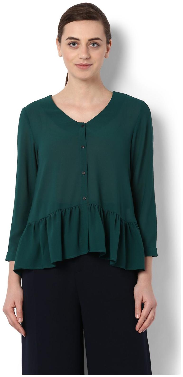 

Van Heusen Women Solid A-line top - Green