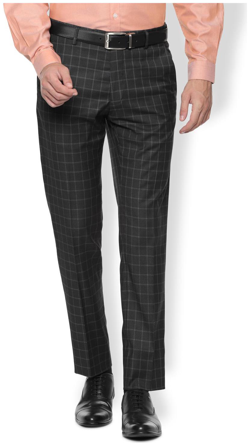 

Van Heusen Men Checked Slim Fit Formal Trouser - Grey