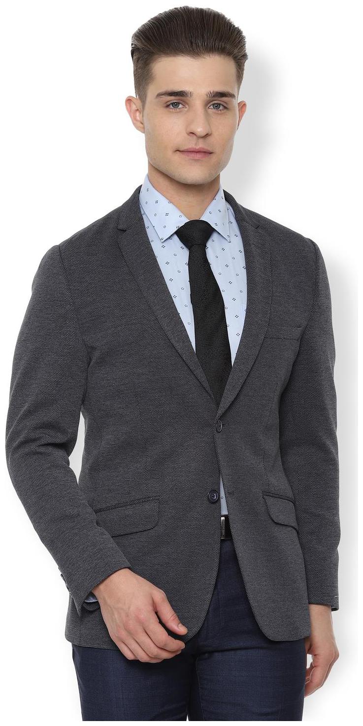 

Van Heusen Men Grey Textured Slim fit Single Breasted Blazer