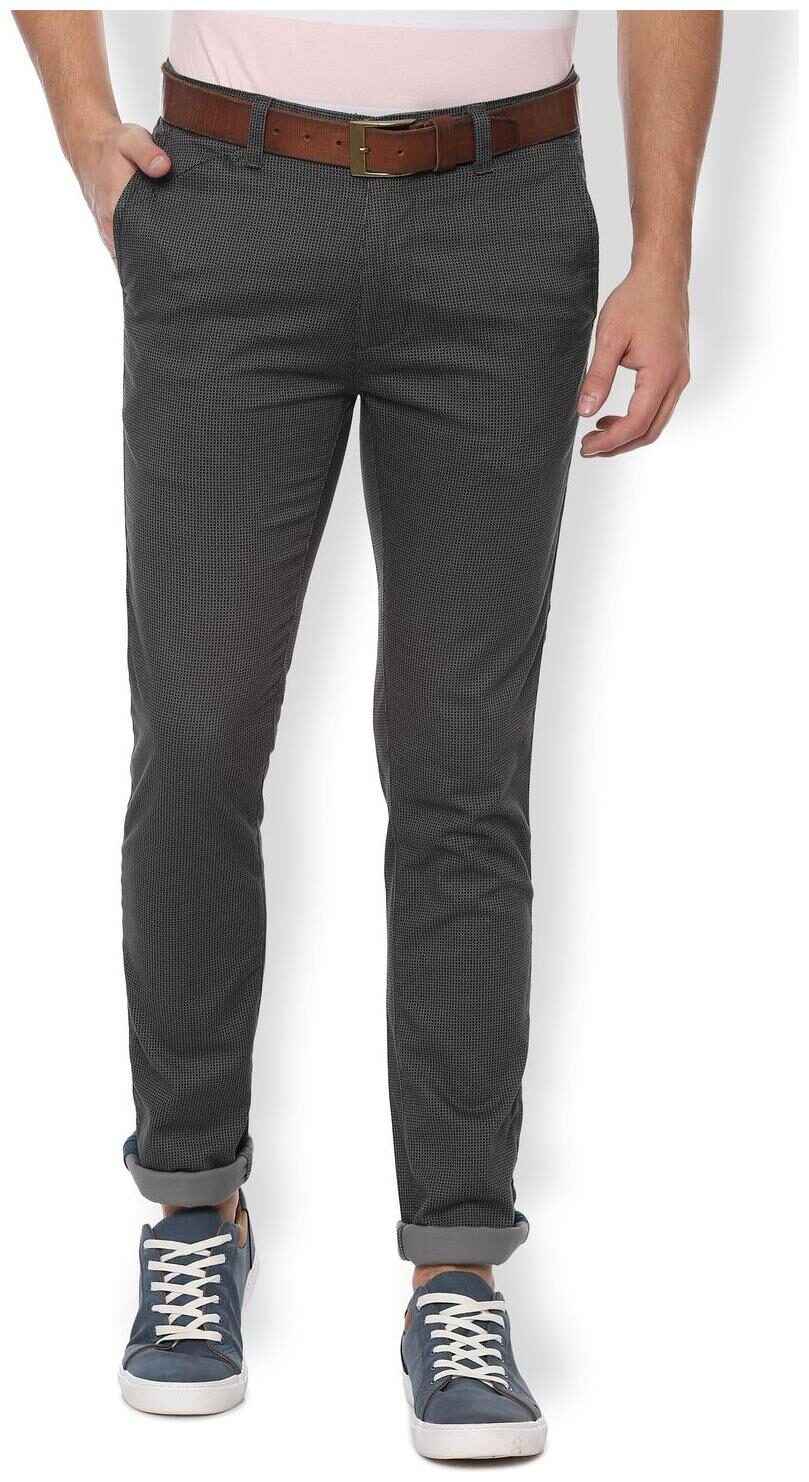 

Van Heusen Men Grey Textured Slim fit Regular trousers