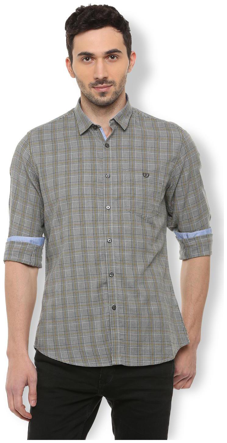 

Van Heusen Men Grey Checked Slim Fit Casual Shirt