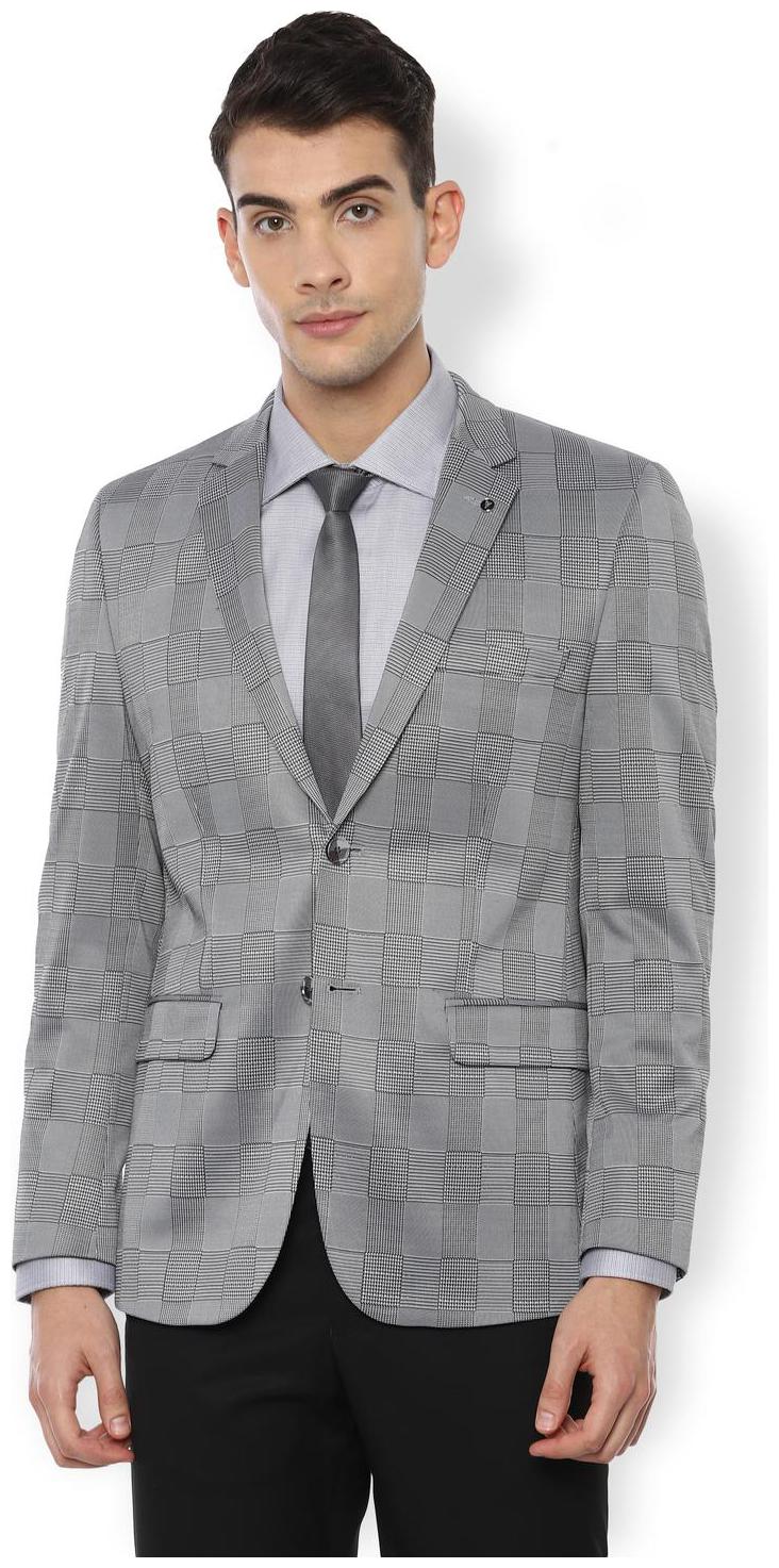

Van Heusen Men Grey Checked Slim fit Single Breasted Blazer