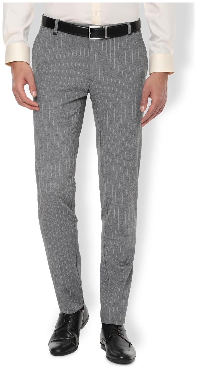 

Van Heusen Men Striped Slim Fit Formal Trouser - Grey