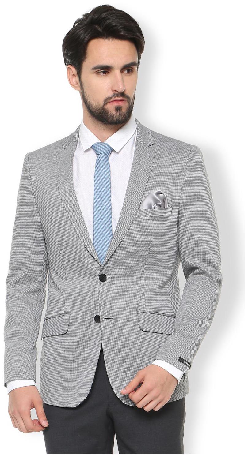 

Van Heusen Men Grey Textured Slim fit Single Breasted Blazer