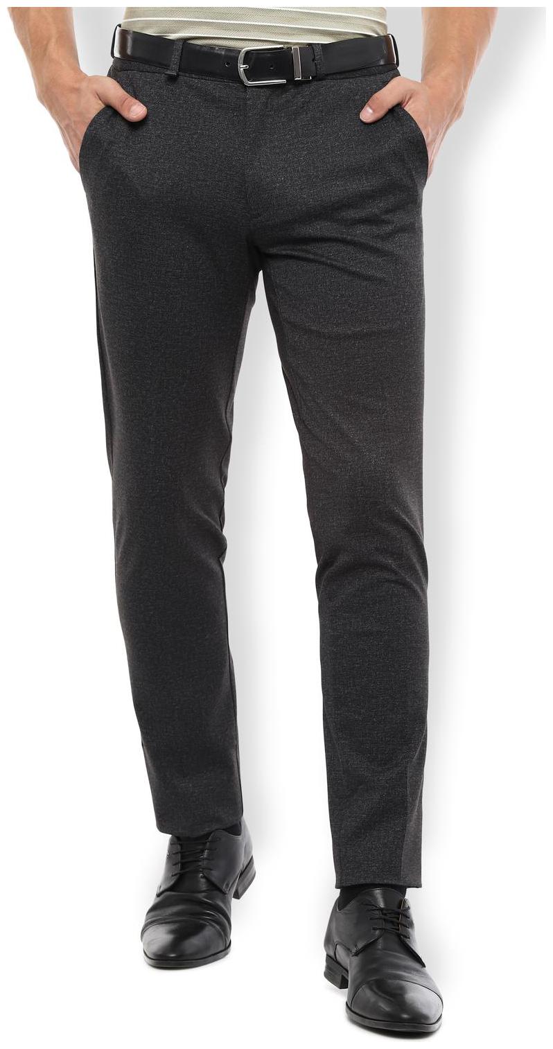 

Van Heusen Men Grey Textured Slim fit Regular trousers