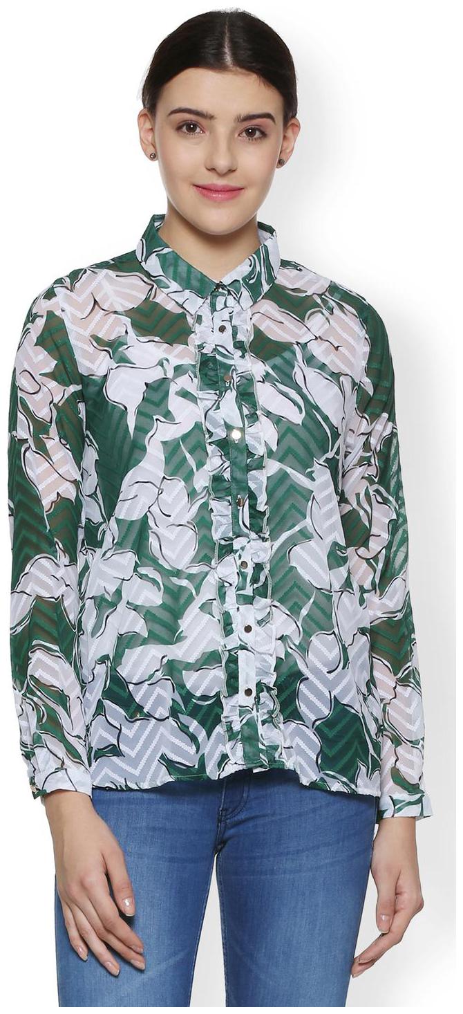 

Van Heusen Women Green Printed Regular Fit Shirt