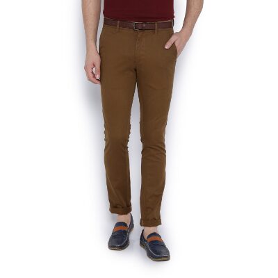 

Van Heusen Men Brown Solid Slim fit Regular trousers