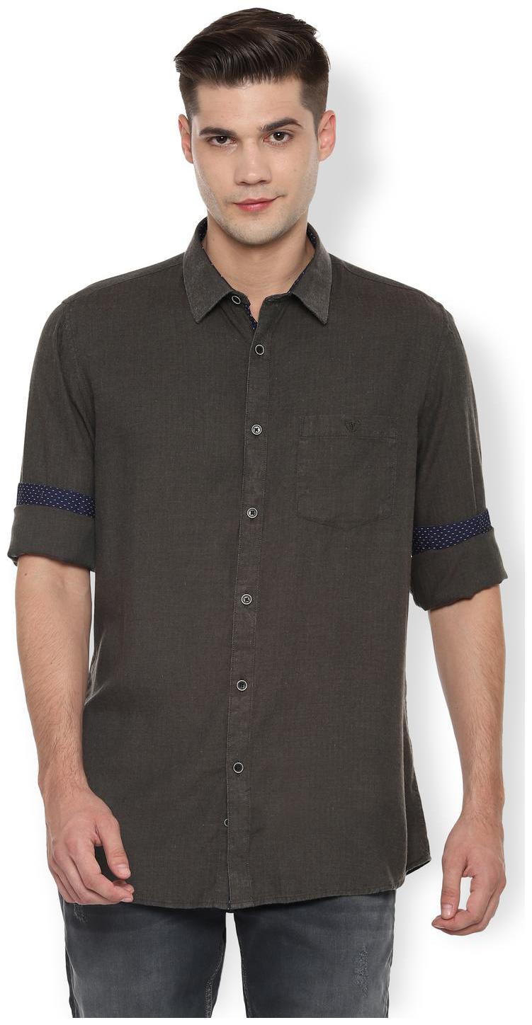 

Van Heusen Men Grey Solid Slim Fit Casual Shirt