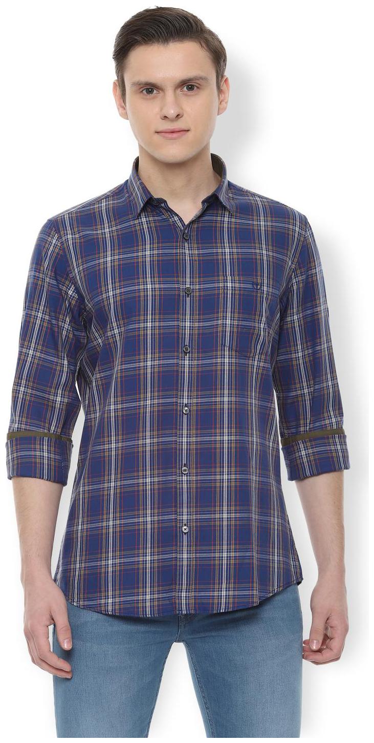 

Van Heusen Men Blue Checked Slim Fit Casual Shirt
