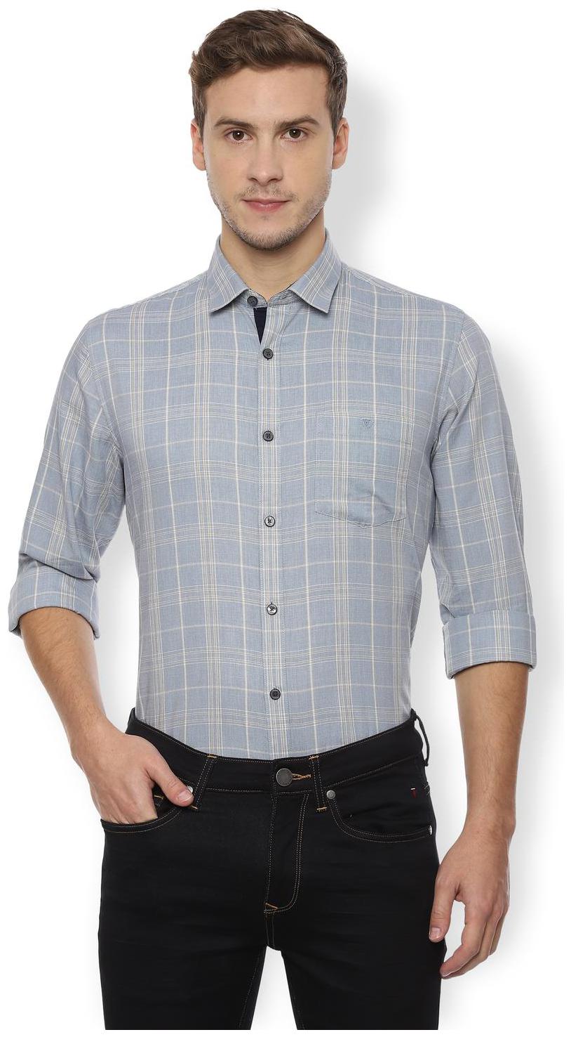 

Van Heusen Men Grey Checked Slim Fit Casual Shirt