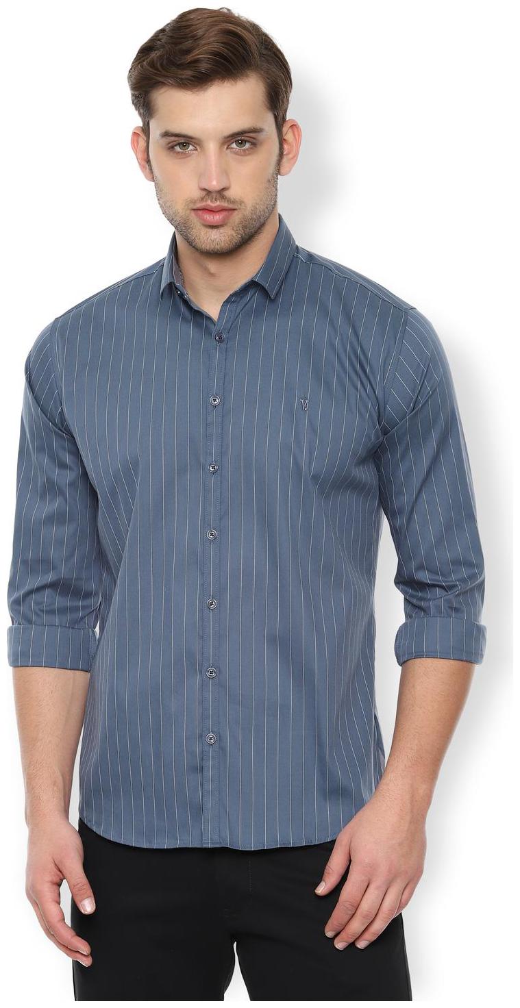 

Van Heusen Men Grey Vertical Stripes Slim Fit Casual Shirt