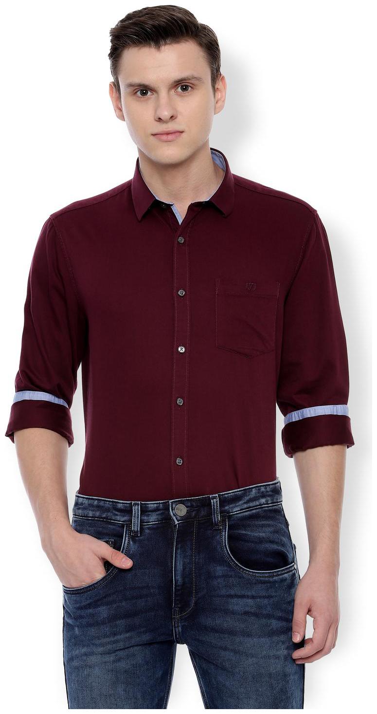 

Van Heusen Men Maroon Solid Slim Fit Casual Shirt