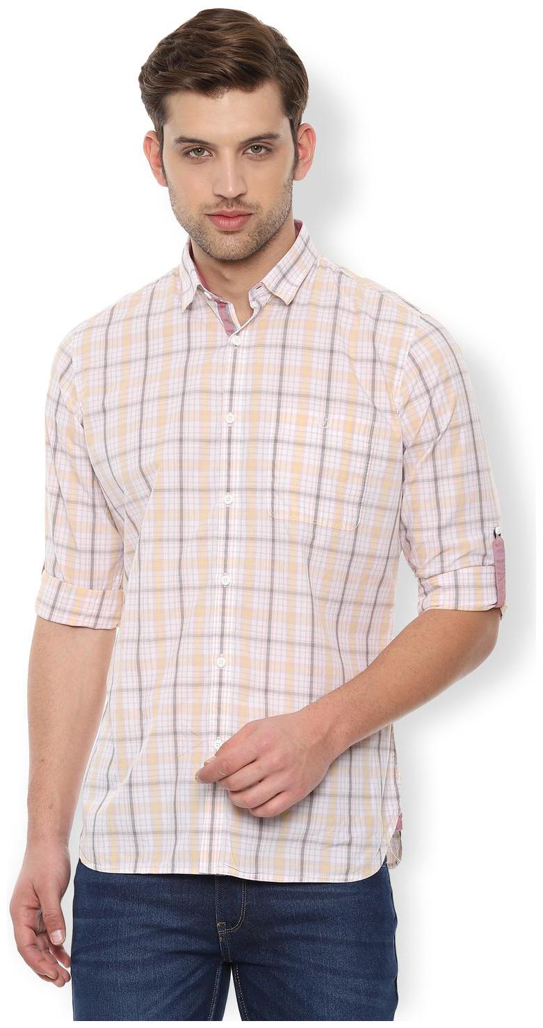 

Van Heusen Men Orange Checked Slim Fit Casual Shirt