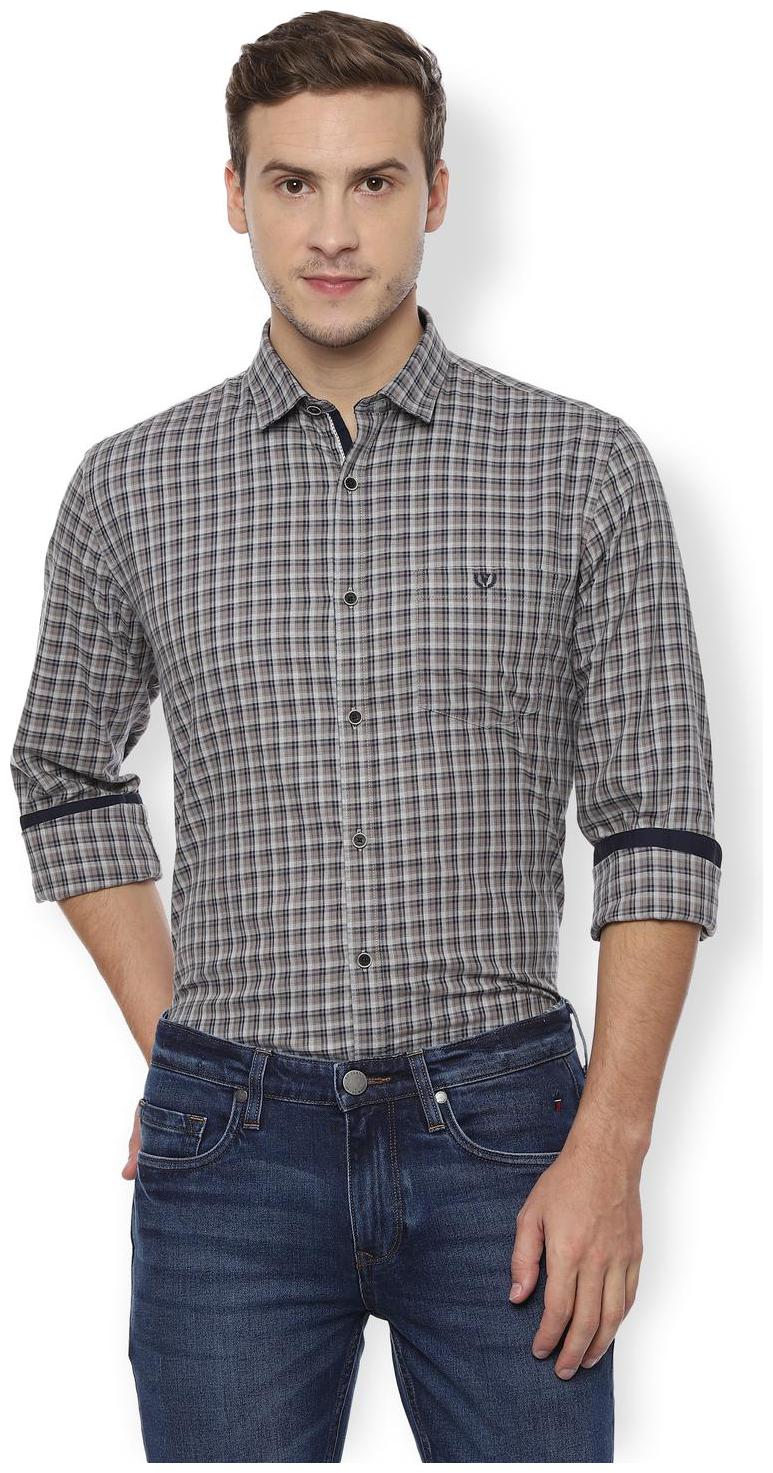 

Van Heusen Men Grey Checked Slim Fit Casual Shirt
