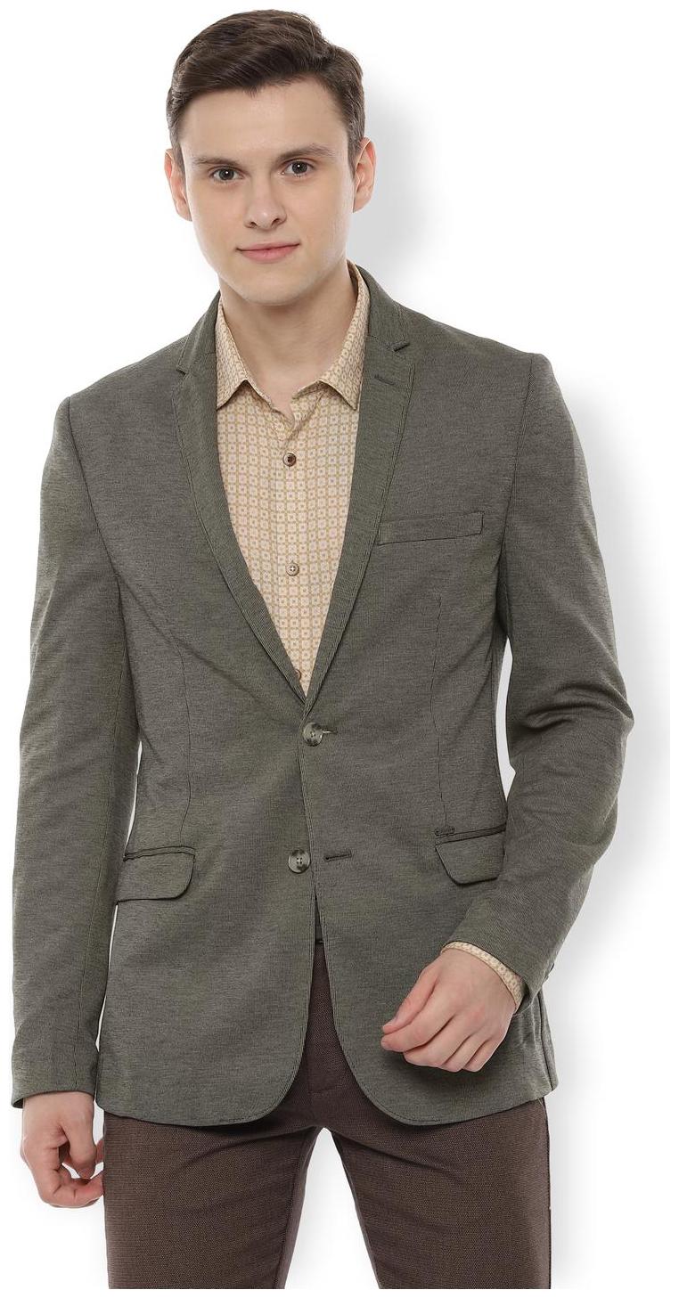 

Van Heusen Men Blended Double Breasted Blazer Green