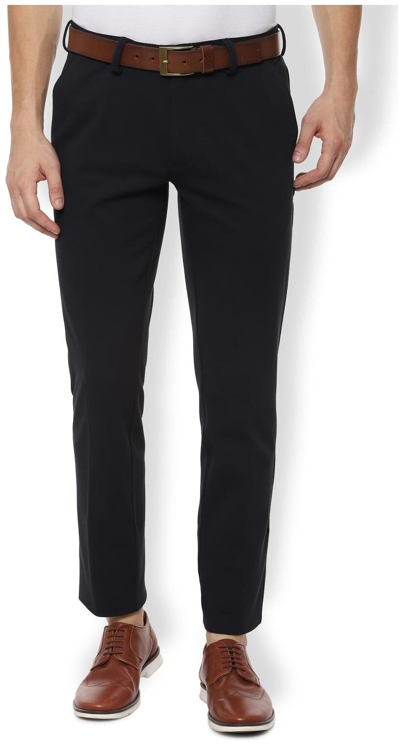 

Van Heusen Men Black Solid Slim fit Regular trousers