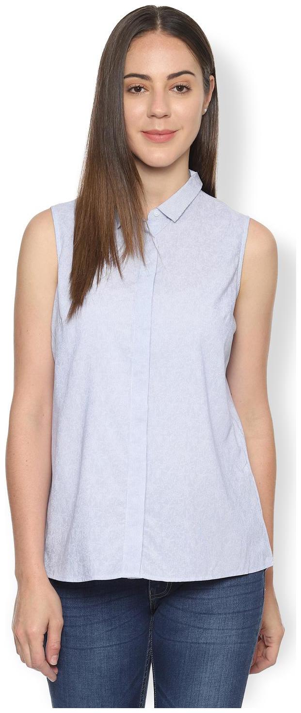 

Van Heusen Women Blue Printed Regular Fit Shirt