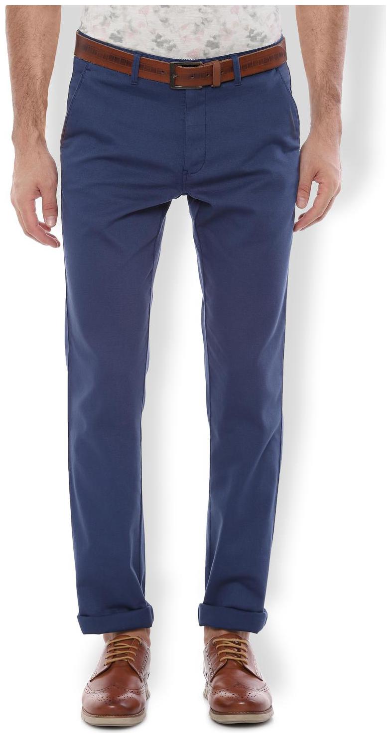

Van Heusen Men Blue Textured Slim fit Regular trousers