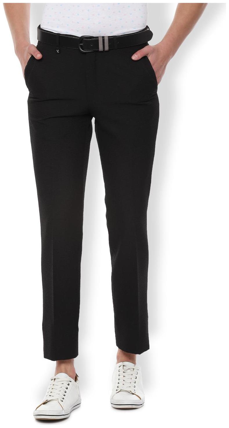 

Van Heusen Men Black Textured Slim fit Regular trousers