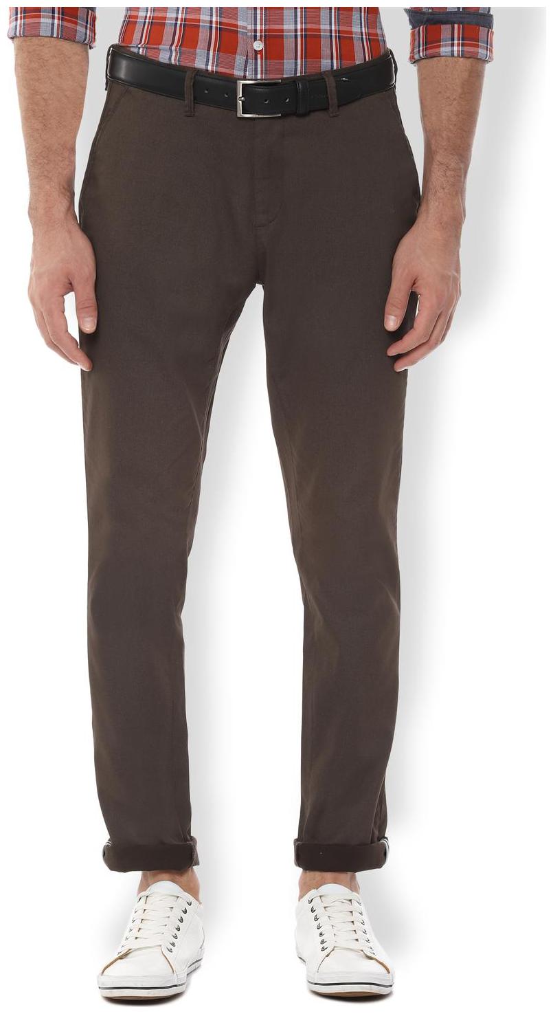 

Van Heusen Men Brown Textured Slim fit Regular trousers