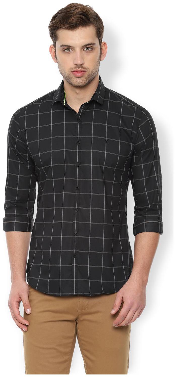 

Van Heusen Men Black Checked Super Slim Fit Casual Shirt