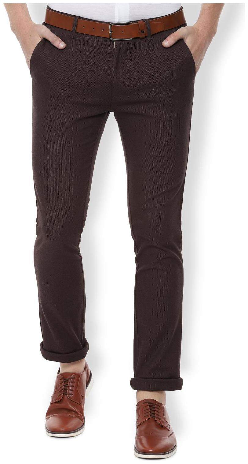 

Van Heusen Men Brown Textured Slim fit Regular trousers