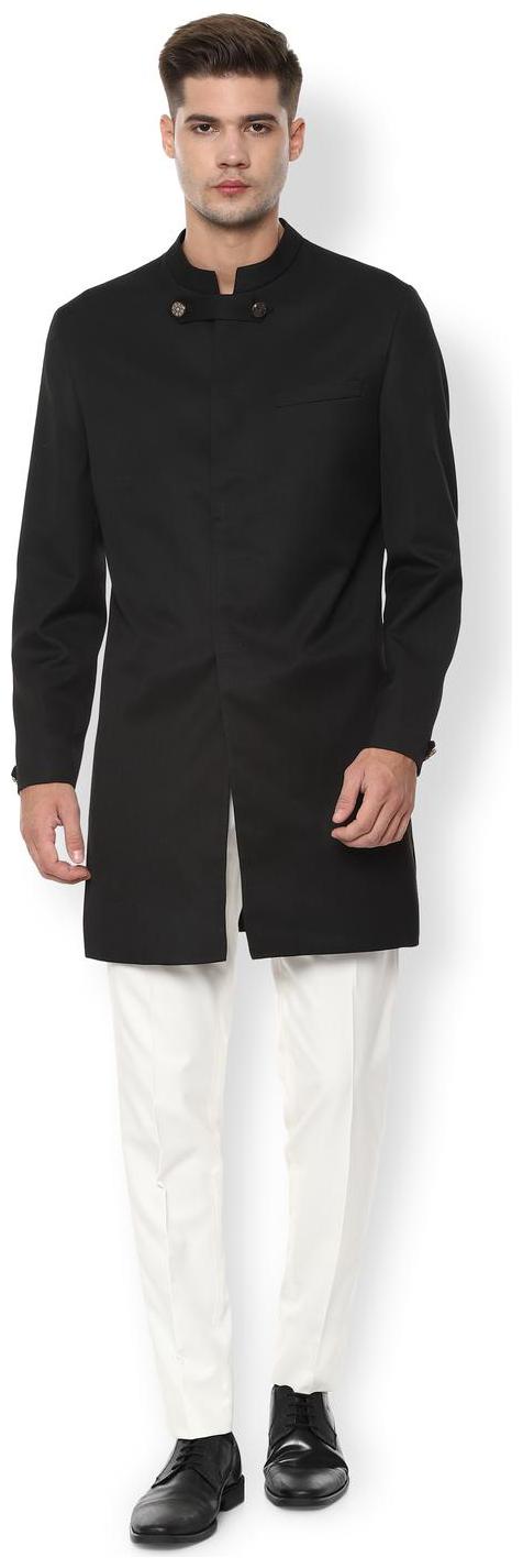 

Van Heusen Men Blended Solid Single Breasted Suit Black