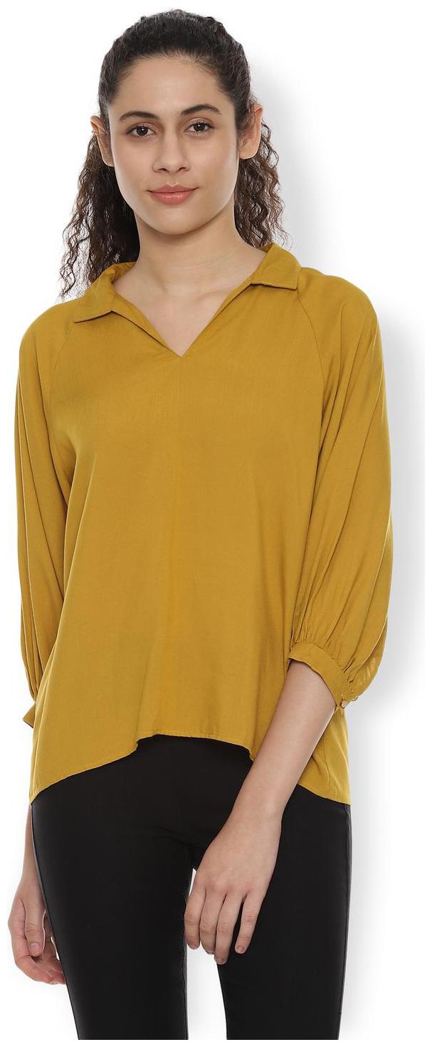 

Van Heusen Women Solid Regular top - Yellow