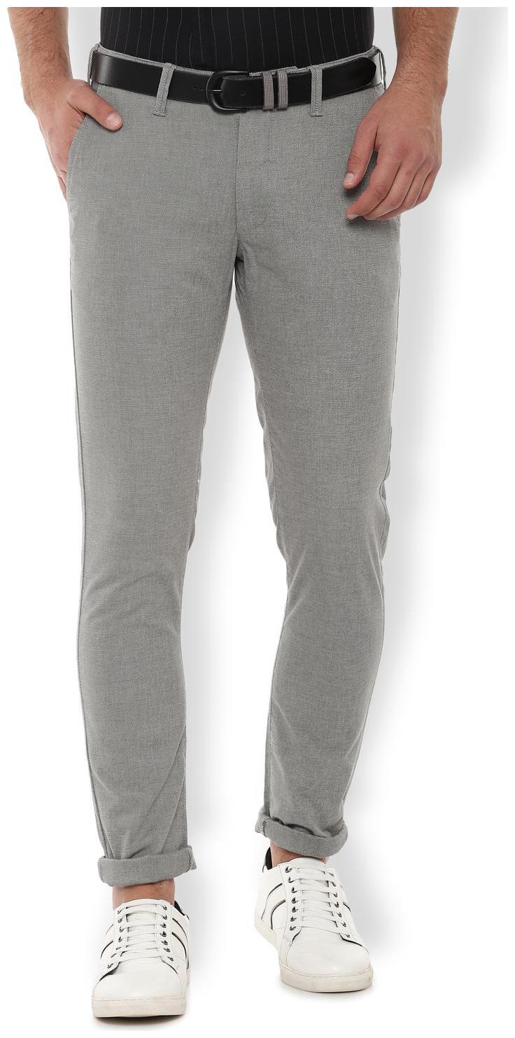 

Van Heusen Men Grey Textured Slim fit Regular trousers