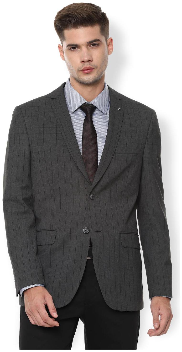 

Van Heusen Men Grey Striped Slim fit Single Breasted Blazer