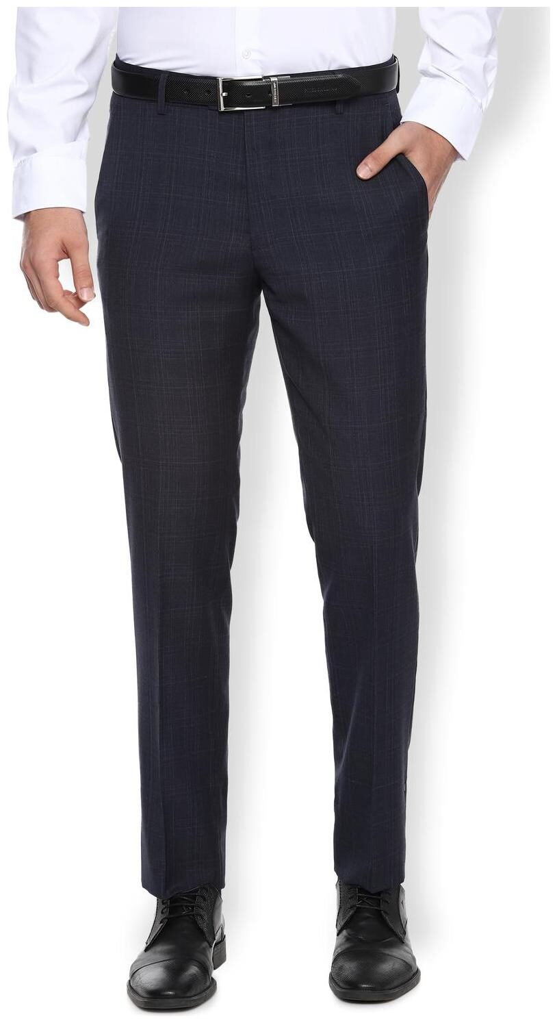 

Van Heusen Men Checked Slim Fit Formal Trouser - Blue