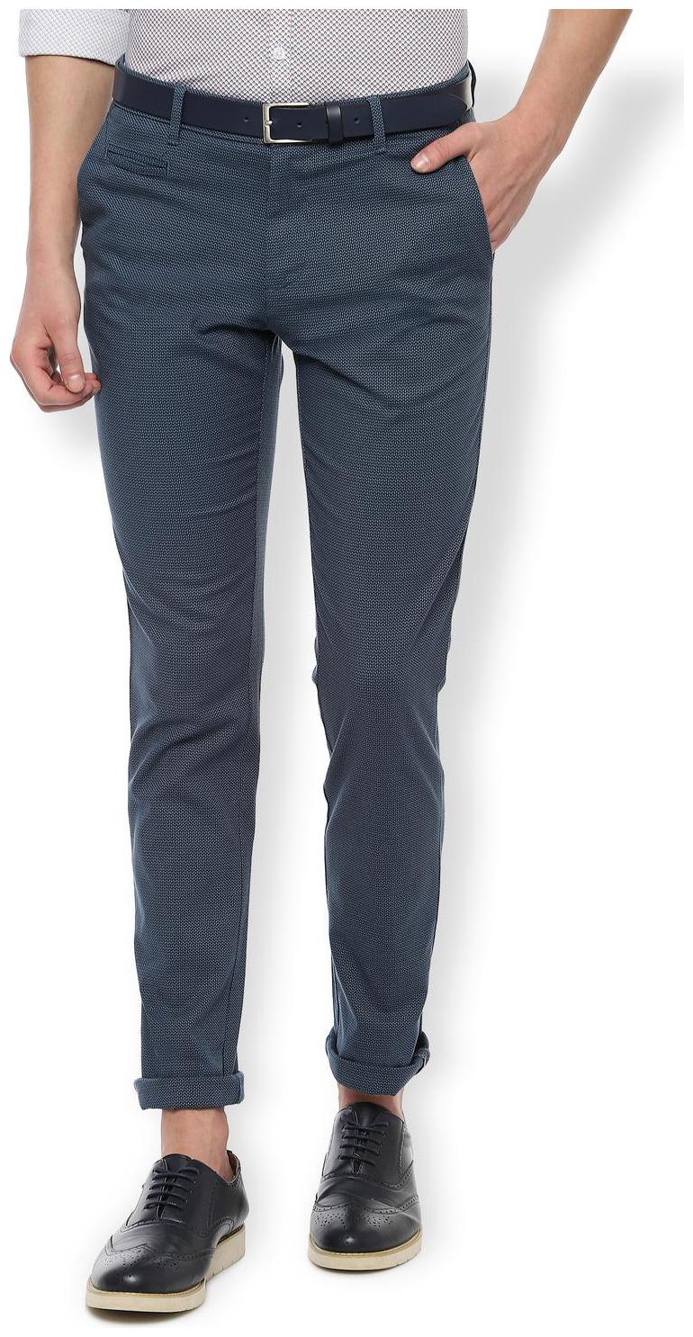 

Van Heusen Men Blue Textured Slim fit Regular trousers