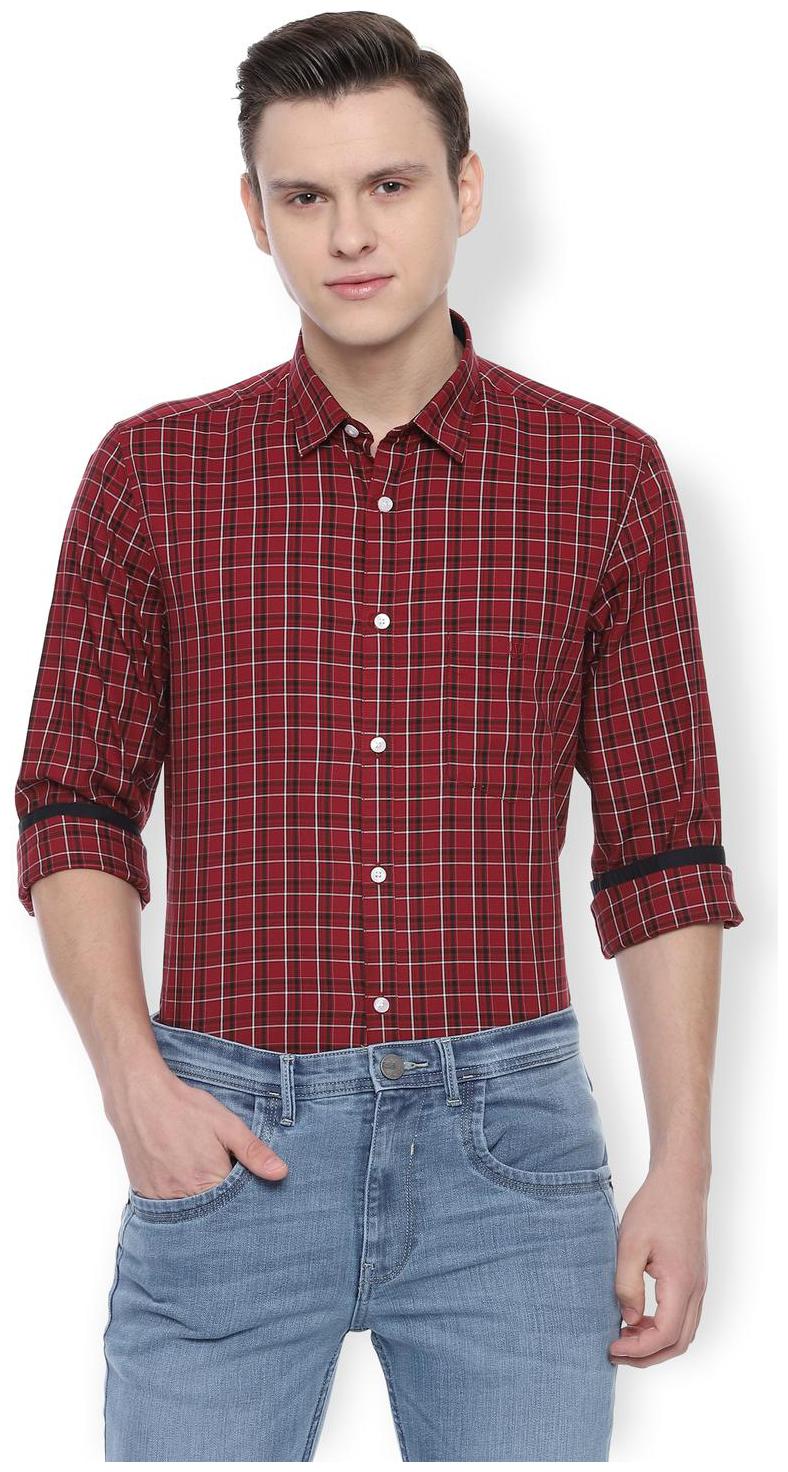

Van Heusen Men Maroon Checked Slim Fit Casual Shirt