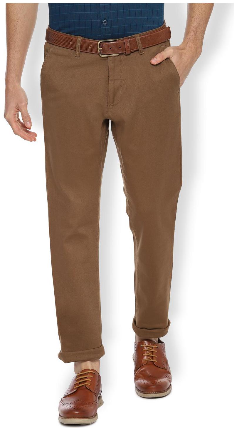 

Van Heusen Men Brown Textured Slim fit Regular trousers