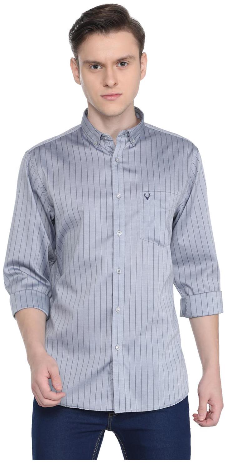 

Allen Solly Men Grey Vertical Stripes Slim Fit Casual Shirt
