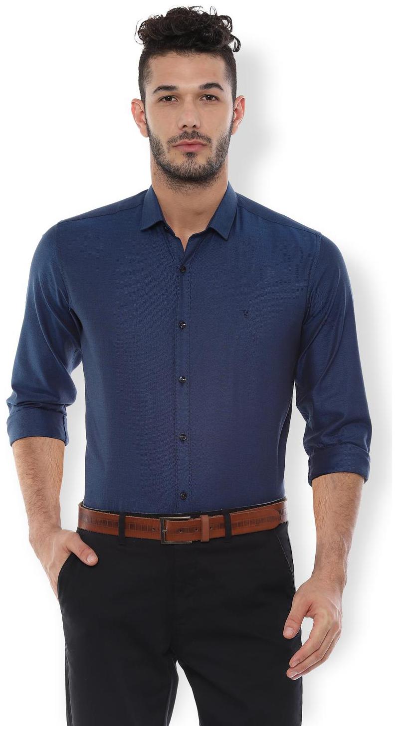 

Van Heusen Men Blue Textured Slim Fit Casual Shirt