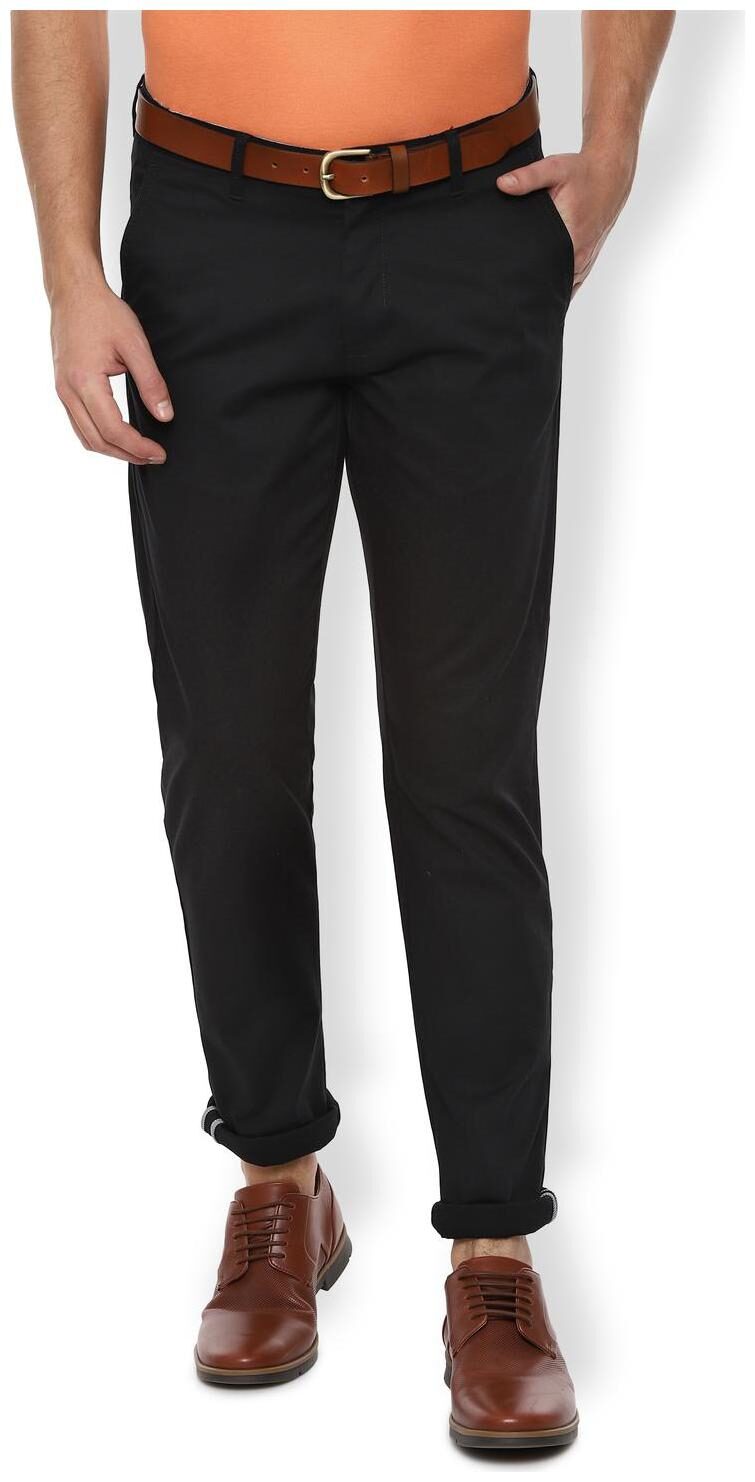 

Van Heusen Men Black Textured Slim fit Regular trousers