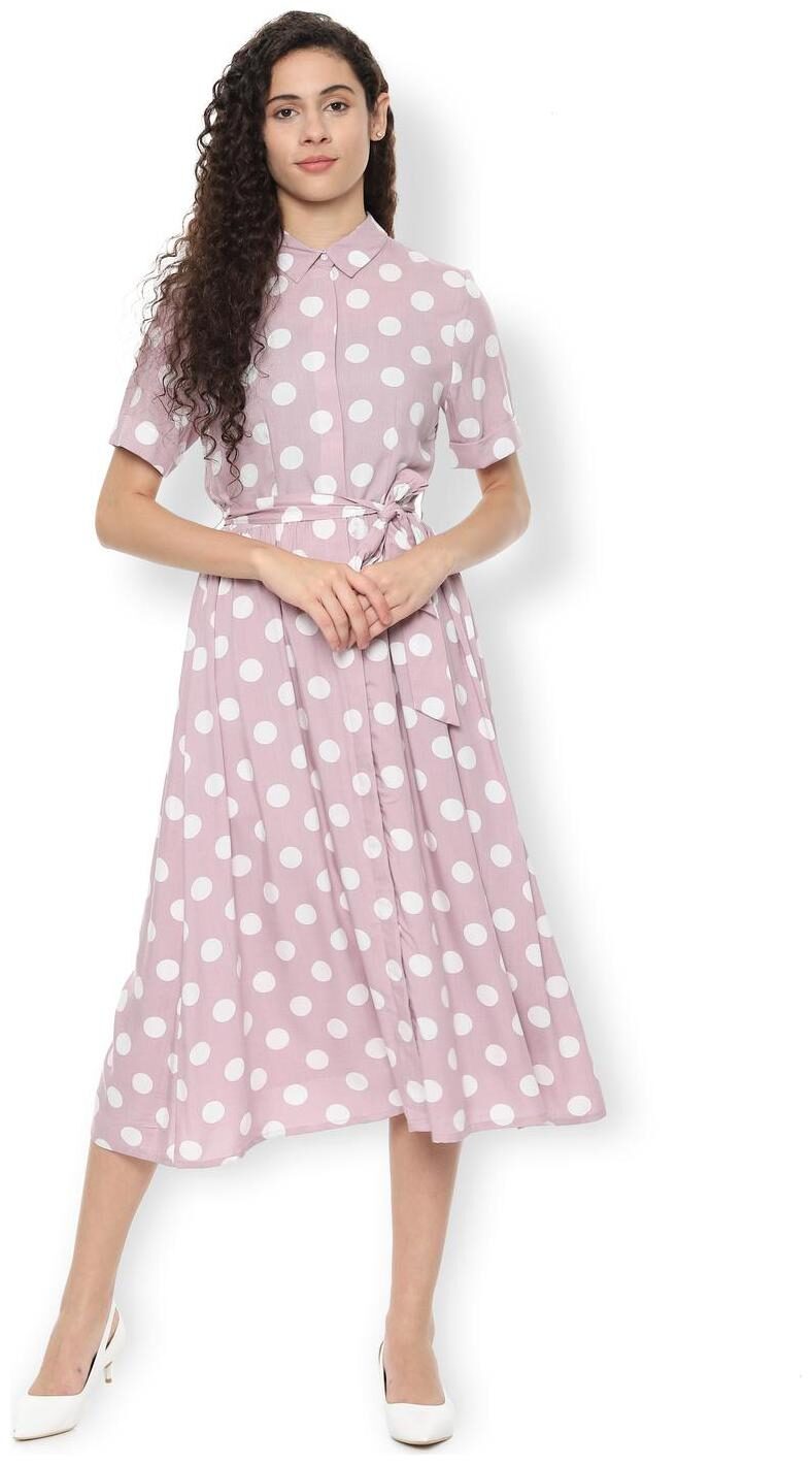 

Van Heusen Purple Printed A-line dress
