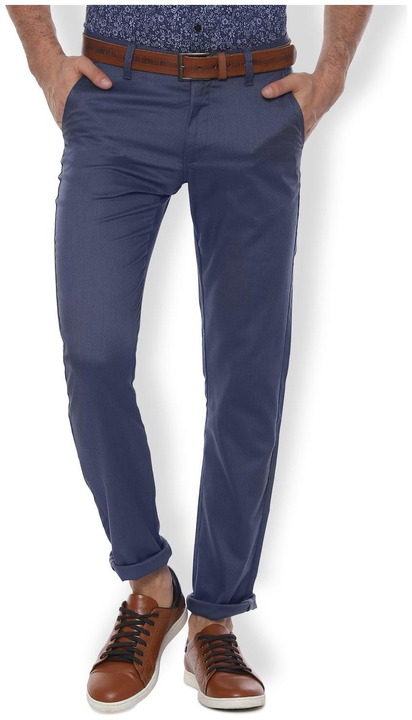 

Van Heusen Men Blue Textured Slim fit Regular trousers