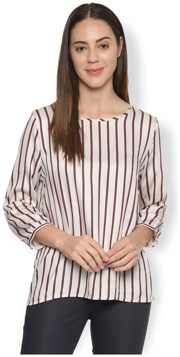 

Van Heusen Women Striped Regular top - Cream