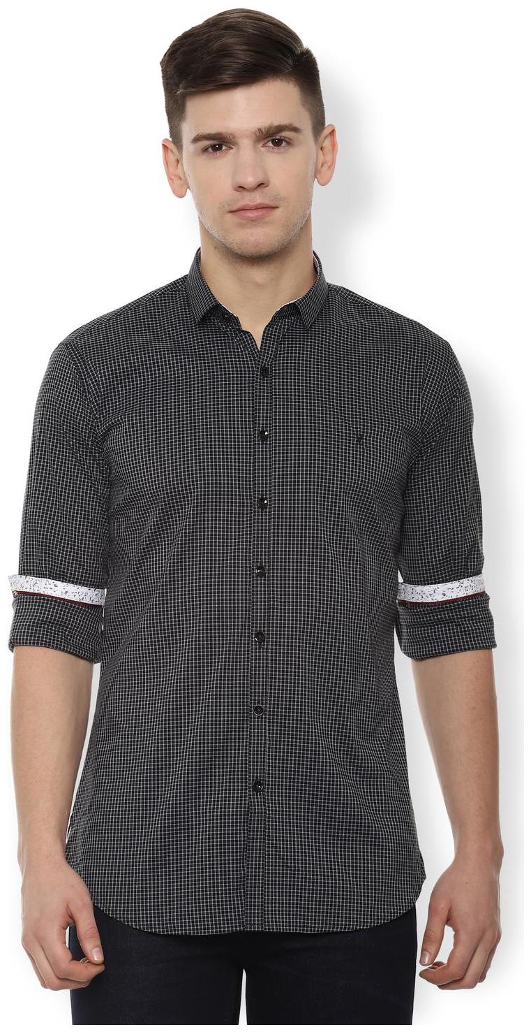 

Van Heusen Men Black Checked Super Slim Fit Casual Shirt