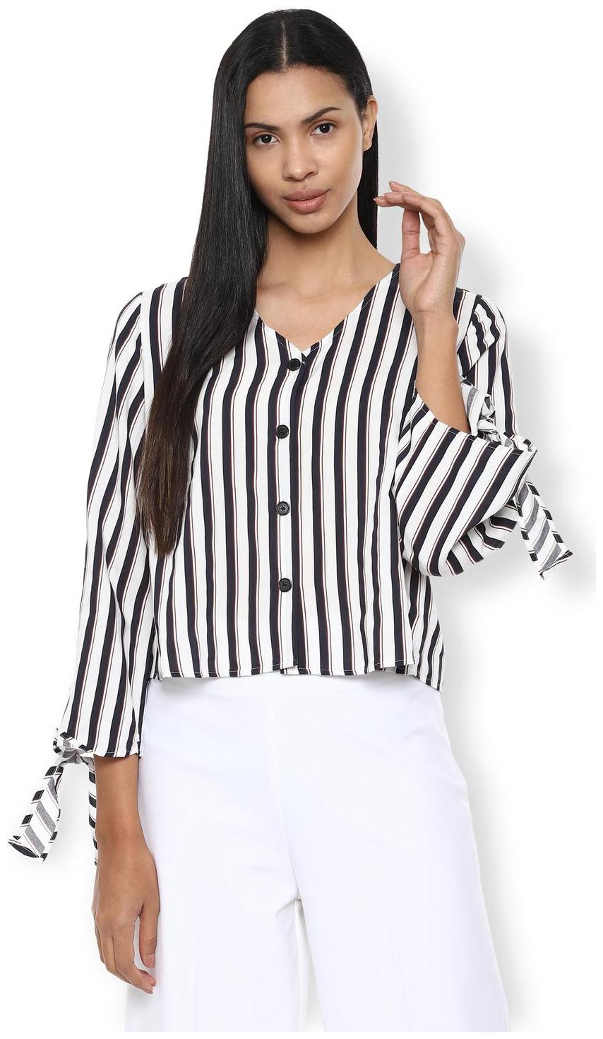 

Van Heusen Women Striped Regular top - White